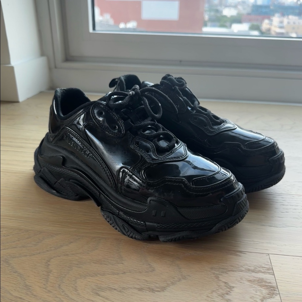 Balenciaga Black Patent Leather Sneakers (Men’s, Unisex)
